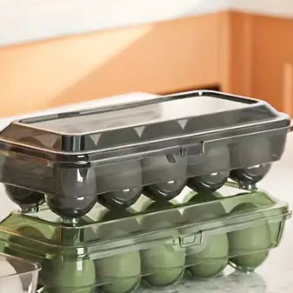 1pc Gray Storage Bins Stackable Reusable Eggs Storage Box Flip Lid Closure